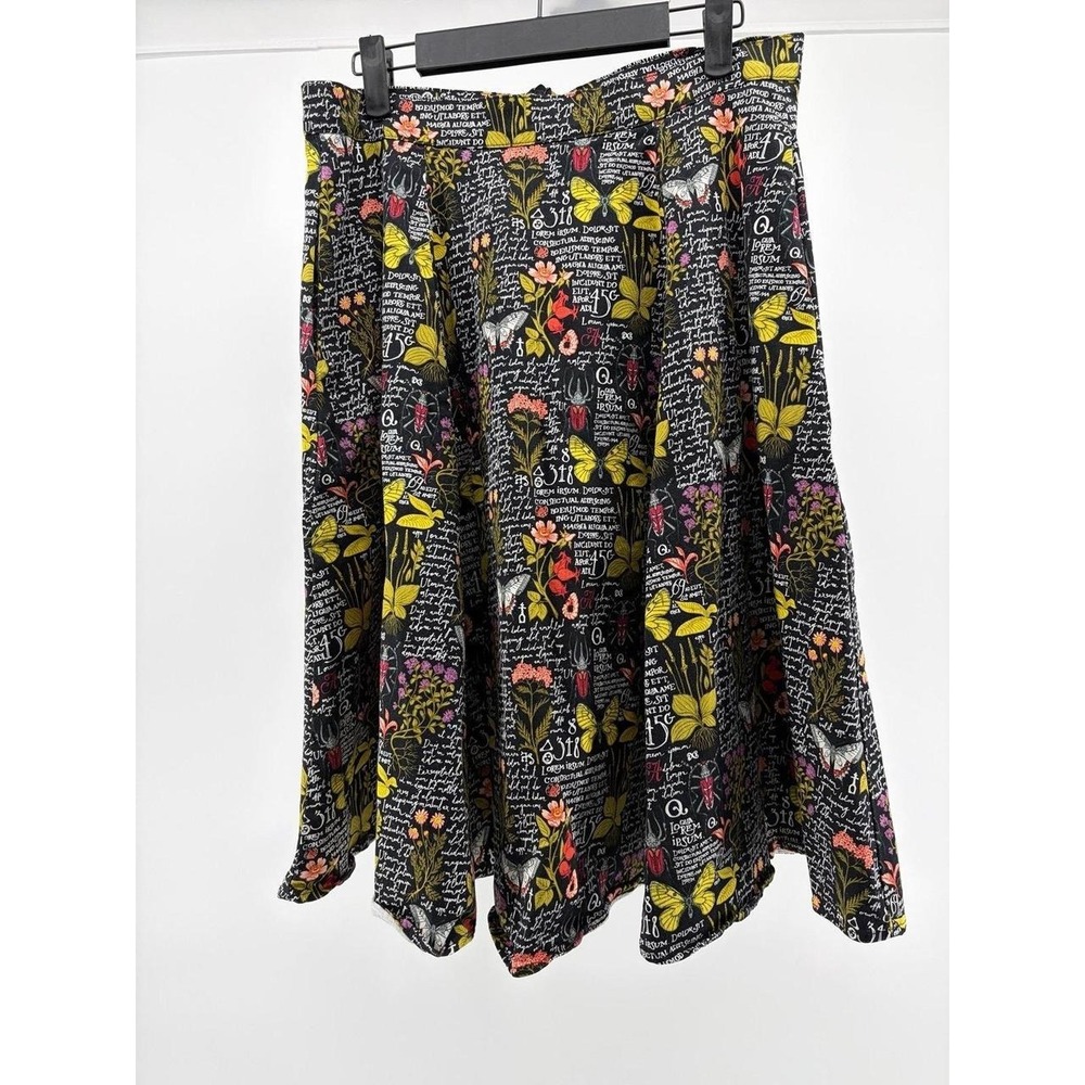 Eva Rose Botanical Print Skirts, Insects & Butterflies, Latin Text, Women's Sz S